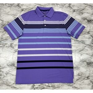 Chaps 78‎ Stay Dry Golf Polo Shirt Mens Size M Purple Striped Short Sleeve